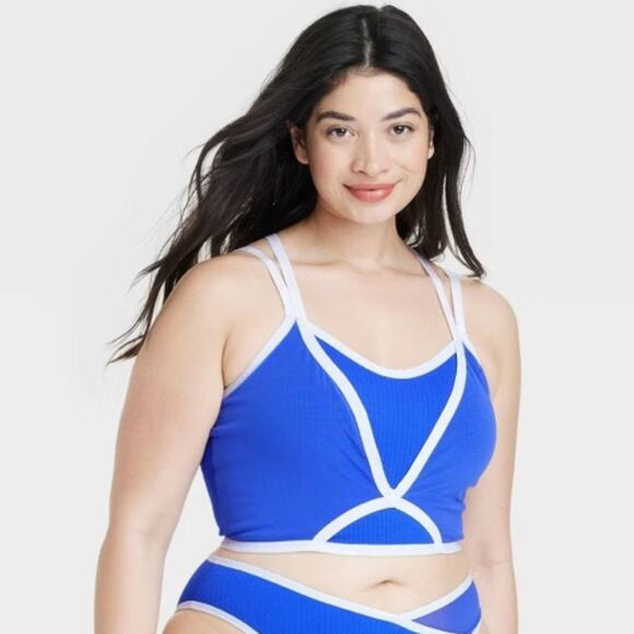 Colsie Women's Contrast Trim Layered Bralette Stunning Blue Size M - Picture 1 of 8